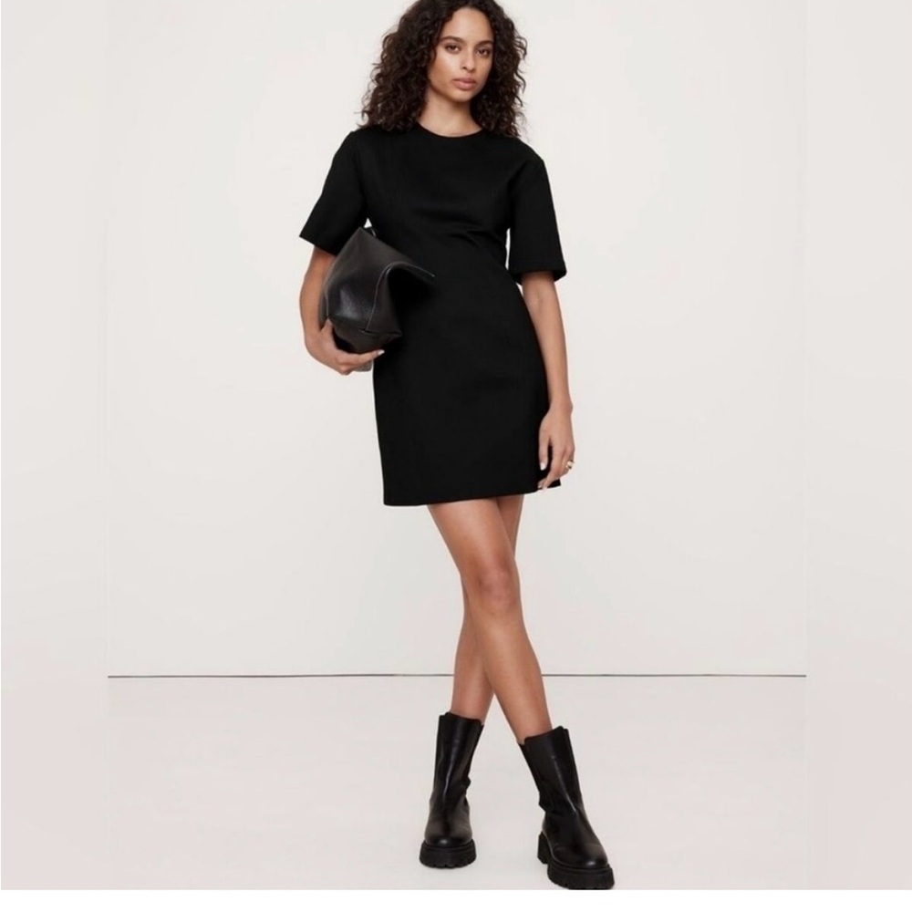 Banana Republic Black Short-Sleeve Shift Dress - Picture 2 of 5